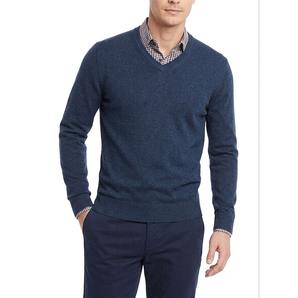 Banana Republic V-Neck Sweater Mens Small Black Silk Cashmere Blend Quiet Luxury